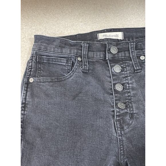 Madewell 10” High Rise Skinny Jeans Button Fly Size 27P Women’s Black Denim - Picture 8 of 13